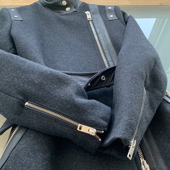 BNWT DIESEL SUELO  LEATHER WOOL JACKET TRENCH WINTER COAT SPRING SZ XXS - Picture 8 of 15